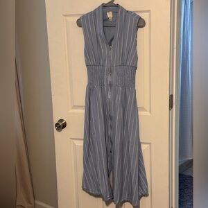 Joie Blue Pleated Tie Front High Low Dress